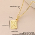 Golden copper envelope necklace with heart detail and high-quality 3-layer plating - Necklace Set / Square Heart Envelope Style