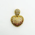 18k gold plated heart pendant with gradient pink and red crystals for jewelry DIY - Gradient Red Pink Heart (NAB05-10)
