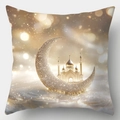 Golden moon and mosque festive decorative throw pillow cover for living room sofa decor - Gold Moon Mosque Style (CDR403-2) / 45x45cm Cover Only