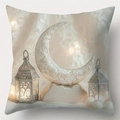 Ethnic gold moon and lantern pattern cushion cover for living room sofa decoration - Lace Texture Moon Lantern Style (CDR403-4) / 45x45cm Cover Only
