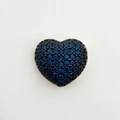 18k gold plated heart charm with blue pavé crystals and black accents for DIY jewelry - Blue Zirconia Heart (NB09-9)