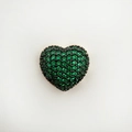 18k gold plated heart pendant with emerald green and black pavé setting crystals - Green Zirconia Black Dot Heart (NB09-10)