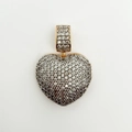 Sparkling 18k gold plated heart pendant with pavé set white crystals for DIY jewelry - White Zirconia Heart (NA09-1)