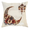 Detailaufnahme Kissenbezug Ramadan Kareem mit Blumenmond und traditionellen Laternen - Exquisiter Mond Und Blumen (CDR409-3) / 45*45cm Kurzplüsch Einseitig Ohne Kissenkern