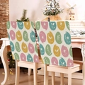 Set of two Easter egg chair back covers in linen fabric for festive home dining decoration - 49*58cm / Vintage Artistic Easter Egg Style (TYTDR110-3)