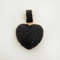 18k gold plated heart pendant featuring pave-set black crystals for DIY jewelry making - Black Zirconia Gold Heart (NA09-5)