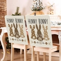 Pack de 2 fundas para sillas de Pascua con diseño vintage Hunny Bunny en lino beige - Tres Conejos de Lunares (TYTDR111-2)