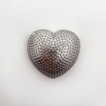 Silver color heart pendant with micro-dot texture in 18k gold plated copper - Silver Beaded Heart (NC10-3)