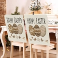 Pack de 2 fundas de lino para respaldo de silla de Pascua con diseño Happy Easter y huevos - Huevos de Feliz Pascua (TYTDR111-4)