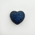 Pave-set blue heart pendant in black gold plated finish for DIY jewelry designs - Blue Zirconia Heart (NB10-7)