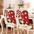 Détail de housses de chaise gnome rouges avec motif de cœur et tissu en lin texturé - 49*58cm / Gnome Dessin Animé Rouge (YTCDR54-2)