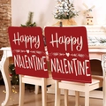 Détail de la housse de chaise rouge pour la Saint-Valentin avec texte et cœurs décoratifs - 49*58cm / Bénédiction de Fête Rouge (YTCDR54-4)
