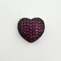 18k gold-plated heart pendant accessory with pavé-set deep pink crystals for DIY jewelry - Red Zirconia Heart (NB10-4)