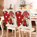 Lot de 2 housses de chaise de la Saint-Valentin avec gnome et cœur rouge en lin - 49*58cm / Gnome Dessin Animé Beige (TYT359-3)