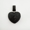Black heart pendant with pavé set crystals and 18k gold plating for DIY jewelry making - Black Zirconia Heart (NC12-1)