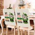 Detail of St. Patrick’s Day chair covers with lucky cat and shamrock print on linen fabric - Tytdr119-2(1pc) / 49*58cm