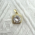 Gold plated square zircon pendant with a halo design for DIY necklace jewelry making - 1.3cm Gold Plated Square (NAA03-3)