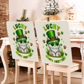 Detail of St. Patrick's Day chair covers with lucky cat and shamrock print on linen - White Cat with Sunglasses LUCKY (TYTDR119-9)