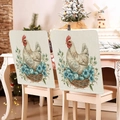 Detailed texture of rustic linen chair covers with floral rabbit and blue eggs pattern - 49*58cm / Realistic Rooster Nest Blue Eggs Print (TYTDR116-19)