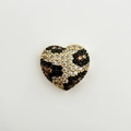 18k gold plated heart charm featuring a luxurious leopard pattern of micro-pave crystals - Small Leopard Heart (ND13-6)