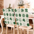 St. Patrick's Day stoelhoezen met groen klaverpatroon op beige linnen textuur - Beige Klaver All-over Print Stijl (TYTDR121-3) / 49*58cm