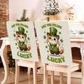 Detail of St. Patrick's Day chair covers with feline lucky print and clover patterns - Cat in Vest Are You Feline Lucky (TYTDR119-15)