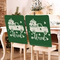Detail van St. Patrick's Day stoelhoezen met groene klaverwagen en blessed tekstprint - Groene Vintage Vrachtwagen Stijl (TYTDR121--1) / 49*58cm