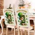 Pair of St. Patrick's Day chair covers with cat and clover on white wooden chairs - Tytdr119-20(1pc) / 49*58cm