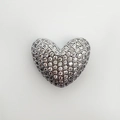 Sparkling silver-toned heart pendant charm with micro-pave white zircon settings - Platinum Plated Full Zirconia Heart (NAG10-8)
