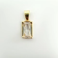 Pendente in zirconia cubica taglio smeraldo con chiusura placcata oro 18 carati - Quadrato Placcato Oro 1.6*0.8cm (NAE01-9)