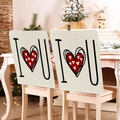 Detail von I Heart U Stuhlhussen mit rotem Herzaufdruck auf Leinenstoff - 49*58cm / IU Schriftstil (TYTDR103-2)
