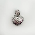 18k gold heart pendant with sparkling pink and red gradient pave-set cubic zirconia - Silver Gradient Heart (NAB06-1)