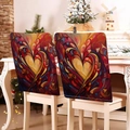 Close-up of abstract heart pattern chair cover on white wooden chair with festive lights - 49*58cm / Fluid Abstract Heart (YTCDR03-9)