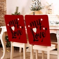 Zweiteiliges Set rote festliche Stuhlhussen mit My Love Herz-Druck für Esszimmer - 49*58cm / Rotes My Love Stil (TYTDR103-4)