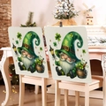 Detail of St. Patrick's Day chair covers with gnome design on a white chair - Gnome with White Beard and Clover Bucket Style