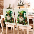 St. Patrick's Day chair covers with leprechaun and clover patterns on white wood chairs - Cute Chibi Leprechaun Style