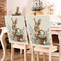 Blue floral Easter bunny chair covers with eggs and flower patterns for home decor - 49*58cm / Easter Bunny Egg Floral Print (TYTDR116-11)