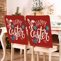 Set of 2 red Easter chair covers featuring Happy Easter text and striped bunny egg design - 1 Piece / Happy Easter Red Style (TYTDR108-4)