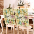 Set of 2 Easter chair covers with vintage floral wreath and Happy Easter egg print - Happy Easter Lettering Wreath Style (TYTDR113-2) / 49*58cm