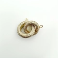 Connettore per gioielli a doppio cerchio placcato oro 18k con pietre di zircone cubico - Doppio Anello Placcato Oro 2.5*1.8cm (NAC06-5)