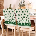 St. Patrick's Day stoelhoezen met groene klaverprint en lucky-tekst in beige - Beige Lucky Klaver Stijl / 49*58cm