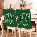 Detail van St. Patrick's Day stoelhoezen met Lucky charm print op groene jute stof - Bosgroen Lucky Klavertje Vier Stijl / 49*58cm
