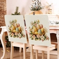 Easter egg and floral print chair back cover shown on a white classic dining chair - Egg Nest and Flowers Style (TYTDR114-16)