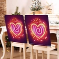 Set of 2 purple Valentine heart chair covers with glowing pink spiral patterns - Spiral Neon Heart Pattern (TYTDR101--1) / 49*58cm