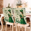 Housses de chaise Saint-Patrick avec motif fille vintage et trèfles verts de fête - Style Fille Irlandaise (TYTDR120--1) / 49*58cm