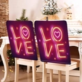 Set of 2 purple LOVE neon heart pattern chair covers for Valentine's Day decor - Neon LOVE Letter Pattern (TYTDR101-2) / 49*58cm