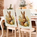 Easter chair covers with rabbit and egg print on linen fabric for home dining decor - Hand-painted Watercolor Rabbit (TYTDR114-21)