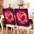 Set of 2 romantic neon heart chair covers with gradient purple Valentine decoration - Neon Heart and Arrow Pattern (TYTDR101-3) / 49*58cm