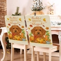 Detail van feestelijke stoelhoezen met hond en pompoen voor Thanksgiving decoratie - Thanksgiving Stijl (TYTDR109-8)