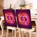 Close-up of purple neon heart chair covers with glowing male and female gender symbols - Neon Gender Symbols Pattern (TYTDR101-4) / 49*58cm